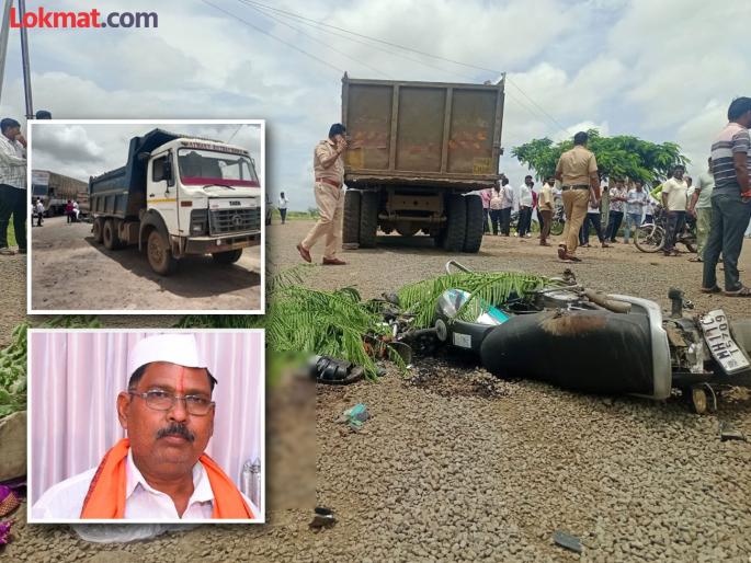 A dumper full of gravel overturned a bike; died on the spot after being run over, incident in Daund | खडीने भरलेल्या डंपरने दुचाकीला उडवले; अंगावरून गेल्याने जागीच मृत्यू, दौंडमधील घटना