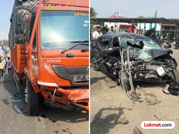 Truck and car collide head-on on Ahilyanagar-Kalyan highway; 3 injured, one woman dies | अहिल्यानगर-कल्याण महामार्गावर ट्रक आणि कारची समोरासमोर धडक; ३ जण जखमी, एका महिलेचा मृत्यू