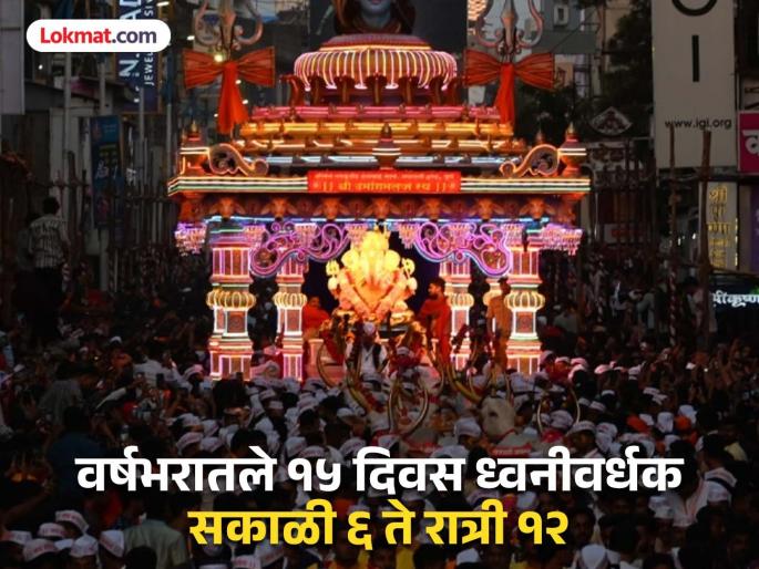 Noise limit relaxed during festivals in Pune 6 days for Ganeshotsav 2 days during Navratri | पुण्यात उत्सवांमध्ये आवाजाची मर्यादा शिथिल, गणेशोत्सवासाठी ६ दिवस, नवरात्रात मिळणार २ दिवस Noise limit relaxed during festivals in Pune 6 days for Ganeshotsav 2 days during Navratri | पुण्यात उत्सवांमध्ये आवाजाची मर्यादा शिथिल, गणेशोत्सवासाठी ६ दिवस, नवरात्रात मिळणार २ दिवस