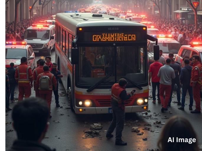 speeding NMMT bus hits pedestrians in Navi Mumbai; Six Injured, driver booked | तुर्भ्यात एनएमएमटीच्या भरधाव बसनं ६ जणांना उडवलं, चालकाविरोधात गुन्हा दाखल