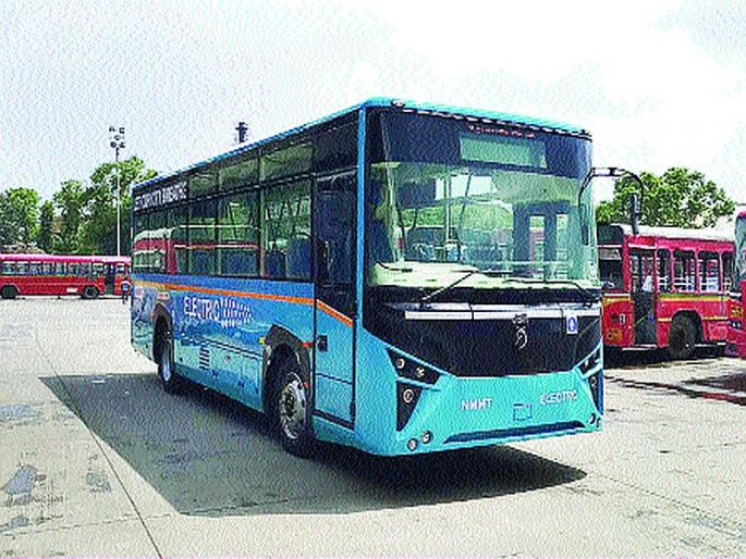 The first electric bus arrives at NMMT's coffin | एनएमएमटीच्या ताफ्यात पहिली इलेक्ट्रिक बस दाखल The first electric bus arrives at NMMT's coffin | एनएमएमटीच्या ताफ्यात पहिली इलेक्ट्रिक बस दाखल