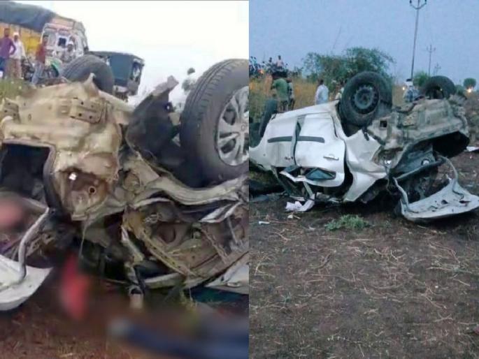 Accident on Daryapur-Akola road; car overturns after hitting the bike, three killed two injured | दुचाकीला उडविल्यानंतर कार उलटली; तीन ठार, दोन गंभीर जखमी Accident on Daryapur-Akola road; car overturns after hitting the bike, three killed two injured | दुचाकीला उडविल्यानंतर कार उलटली; तीन ठार, दोन गंभीर जखमी