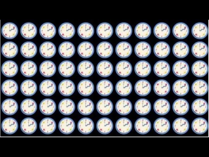 Optical Illusion : Can you spot the odd clock in tricky optical illusion within 7 seconds | एकासारख्या दिसणाऱ्या या घड्याळांमध्ये आहे एक वेगळं घड्याळ, 7 सेकंदात शोधा! Optical Illusion : Can you spot the odd clock in tricky optical illusion within 7 seconds | एकासारख्या दिसणाऱ्या या घड्याळांमध्ये आहे एक वेगळं घड्याळ, 7 सेकंदात शोधा!