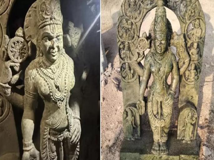 Vishnu Idol, Shivling Recovered From Krishna Riverbed In Karnataka, Believed To Date Back To 1,000 Years | कृष्णा नदीच्या काठावर चमत्कार, भगवान विष्णूची 1000 वर्षे जुनी 'रामलला' सारखी मूर्ती सापडली! Vishnu Idol, Shivling Recovered From Krishna Riverbed In Karnataka, Believed To Date Back To 1,000 Years | कृष्णा नदीच्या काठावर चमत्कार, भगवान विष्णूची 1000 वर्षे जुनी 'रामलला' सारखी मूर्ती सापडली!