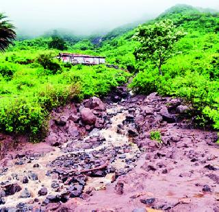 The gorge collapsed in Gora Purandar | घेरा पुरंदरमध्ये दरड कोसळली