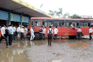In the first rainy season, | पहिल्याच पावसात बसस्थानकात डबके In the first rainy season, | पहिल्याच पावसात बसस्थानकात डबके