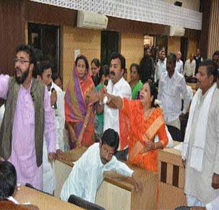 District council meeting broke down | जिल्हा परिषद सभेत फोडली अंडी !