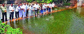 Hypnosis of the bund on the Markandeya river of Bhusani | भुसणीच्या मार्कंडेय नदीवरील बंधाऱ्याचे जलपूजन
