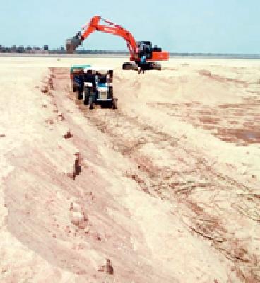 Sandy paddock is being done by JCB | जेसीबीने होतोय रेतीचा उपसा