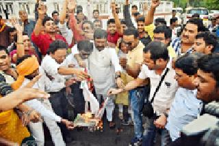MNS workers torched Vidarbha flag | मनसे कार्यकर्त्यांनी जाळला विदर्भाचा झेंडा MNS workers torched Vidarbha flag | मनसे कार्यकर्त्यांनी जाळला विदर्भाचा झेंडा