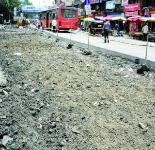 Selected for the name of the potholes | खड्डे बुजवण्याच्या नावाखाली चुना