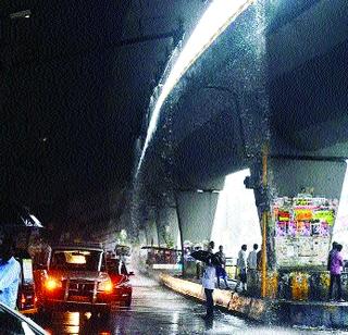 The leakage of the elevated breezce in Panvel | पनवेलमधील एलिव्हेटेड ब्रीजला लागली गळती The leakage of the elevated breezce in Panvel | पनवेलमधील एलिव्हेटेड ब्रीजला लागली गळती
