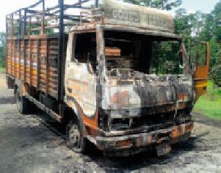 Mini trucks burnt down | मिनी ट्रक जळून खाक