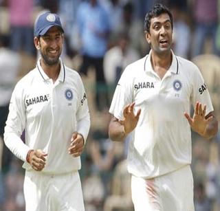 Pujara, Ashwin's shiny game | पुजारा, आश्विन यांचा चमकदार खेळ Pujara, Ashwin's shiny game | पुजारा, आश्विन यांचा चमकदार खेळ