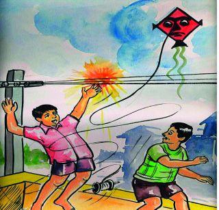 Safe air of the moth | पतंगाचा दोरा हवा सुरक्षित हाती