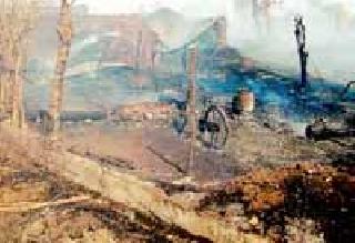 Five houses, seven cattle assault | पाच घरे, सात गोठे भस्मसात Five houses, seven cattle assault | पाच घरे, सात गोठे भस्मसात