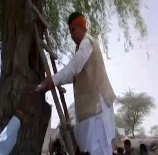 Union Minister, who is on a big tree for the mobile network | मोबाईल नेटवर्कसाठी चक्क झाडावर चढले केंद्रीय मंत्री Union Minister, who is on a big tree for the mobile network | मोबाईल नेटवर्कसाठी चक्क झाडावर चढले केंद्रीय मंत्री