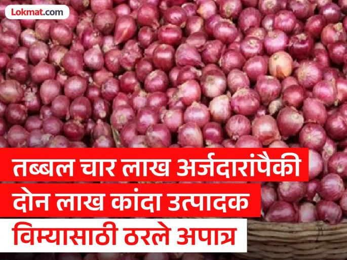 Out of nearly four lakh applicants, two lakh were found ineligible for Onion Growers Insurance | तब्बल चार लाख अर्जदारांपैकी दाेन लाख कांदा उत्पादक विम्यासाठी ठरले अपात्र Out of nearly four lakh applicants, two lakh were found ineligible for Onion Growers Insurance | तब्बल चार लाख अर्जदारांपैकी दाेन लाख कांदा उत्पादक विम्यासाठी ठरले अपात्र