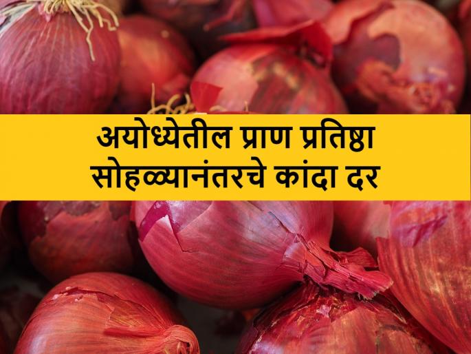After Ayodhya Ram Mandir Pranpratishtya ceremony know today's onion market rates in Lasalgaon, Pimpalgaon, Maharashtra | प्राणप्रतिष्ठा सोहळ्यानंतर आज लासलगाव, पिंपळगावी कांद्याचे बाजारभाव असे होते After Ayodhya Ram Mandir Pranpratishtya ceremony know today's onion market rates in Lasalgaon, Pimpalgaon, Maharashtra | प्राणप्रतिष्ठा सोहळ्यानंतर आज लासलगाव, पिंपळगावी कांद्याचे बाजारभाव असे होते