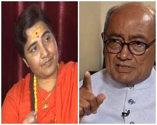 lok sabha election 2019 Digvijay Singh strike on Sadhvi Pragya Singh Thakur | मसूद अजरला शाप दिला असता तर सर्जिकल स्ट्राइकची गरज पडली नसती : दिग्विजय सिंह