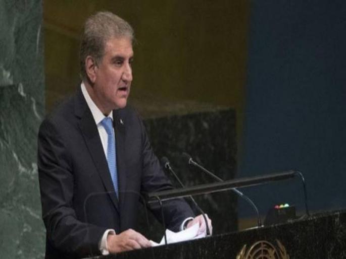 pakistan foreign minister mahmood qureshi raised kashmir dispute at united nations general assembly | भारतानं शांततेपेक्षा राजकारणाला दिलं महत्त्व, पाकिस्तानच्या उलट्या बोंबा pakistan foreign minister mahmood qureshi raised kashmir dispute at united nations general assembly | भारतानं शांततेपेक्षा राजकारणाला दिलं महत्त्व, पाकिस्तानच्या उलट्या बोंबा