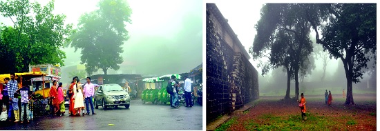 Panhalgad: The crowd of tourists lost | धुक्यात हरवला पन्हाळगड : पर्यटकांची गर्दी Panhalgad: The crowd of tourists lost | धुक्यात हरवला पन्हाळगड : पर्यटकांची गर्दी