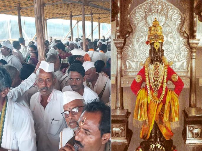Pandharpur : Aggressive Devotees Who Did Not Move The Darshan Queue Even After The Official Mahapuja of Vitthal Temple; Slogans Against The Committee | शासकीय महापूजेनंतर भाविकांचा गोंधळ, मंदिर समितीच्या विरोधात घोषणाबाजी Pandharpur : Aggressive Devotees Who Did Not Move The Darshan Queue Even After The Official Mahapuja of Vitthal Temple; Slogans Against The Committee | शासकीय महापूजेनंतर भाविकांचा गोंधळ, मंदिर समितीच्या विरोधात घोषणाबाजी