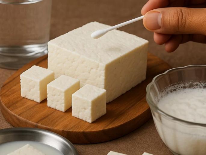 Food: Is the paneer you bought adulterated or not? Try these 4 simple tests in just 4 minutes | Food: भेसळयुक्त पनीर कसे ओळखाल? फक्त ४ मिनिटात घरी 'या' ४ सोप्या चाचण्या करून पाहा! Food: Is the paneer you bought adulterated or not? Try these 4 simple tests in just 4 minutes | Food: भेसळयुक्त पनीर कसे ओळखाल? फक्त ४ मिनिटात घरी 'या' ४ सोप्या चाचण्या करून पाहा!