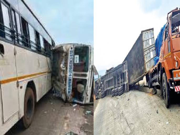 Five vehicles accident at Parashuram Ghat on Mumbai Goa highway 20 injured | मुंबई-गोवा महामार्गावरील परशुराम घाटात पाच वाहनांचा अपघात, २० जखमी Five vehicles accident at Parashuram Ghat on Mumbai Goa highway 20 injured | मुंबई-गोवा महामार्गावरील परशुराम घाटात पाच वाहनांचा अपघात, २० जखमी