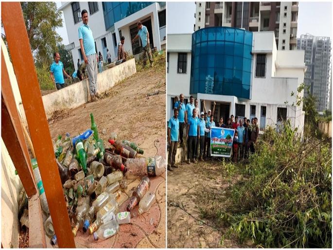 pmc bottles of liquor in the premises of the women gym | पाषाण: महिला जिमच्या आवारात दारूच्या बाटल्यांचा खच; वसुंधरा अभियानच्या कार्यकर्त्यांकडून परिसर स्वच्छ pmc bottles of liquor in the premises of the women gym | पाषाण: महिला जिमच्या आवारात दारूच्या बाटल्यांचा खच; वसुंधरा अभियानच्या कार्यकर्त्यांकडून परिसर स्वच्छ