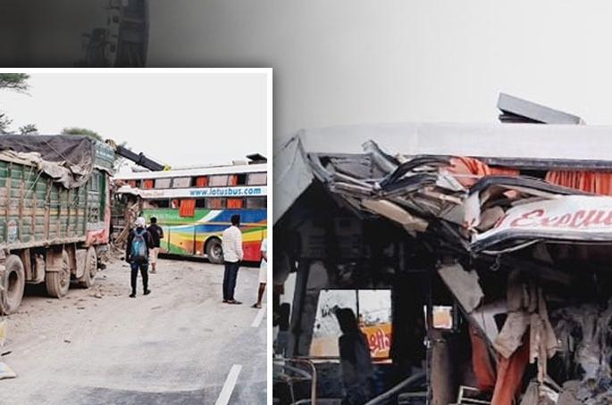 Fatal accident on Pune-Solapur highway; Two dead, 15 injured pune accident | Pune: पुणे-सोलापूर महामार्गावर भीषण अपघात; दोघांचा मृत्यू, १५ जण जखमी Fatal accident on Pune-Solapur highway; Two dead, 15 injured pune accident | Pune: पुणे-सोलापूर महामार्गावर भीषण अपघात; दोघांचा मृत्यू, १५ जण जखमी