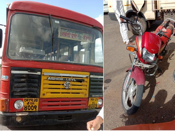 Bus - bike accident at Patoda; One died, one was seriously injured | भरधाव दुचाकीची बसला धडक; एकाचा मृत्यू, एक गंभीर जखमी