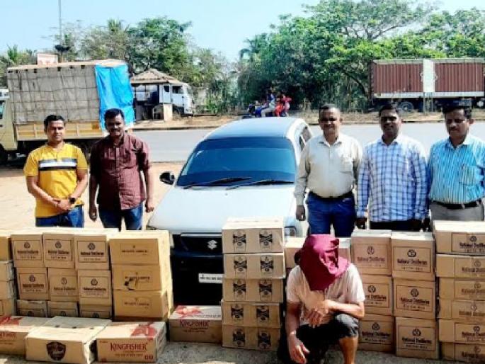 4 lakh worth of goods including Goa-made liquor seized in Patradevi Sindhudurg, one arrested | Sindhudurg: पत्रादेवीत गोवा बनावटीच्या दारूसह ४ लाखांचा मुद्देमाल जप्त, एकजण ताब्यात 4 lakh worth of goods including Goa-made liquor seized in Patradevi Sindhudurg, one arrested | Sindhudurg: पत्रादेवीत गोवा बनावटीच्या दारूसह ४ लाखांचा मुद्देमाल जप्त, एकजण ताब्यात