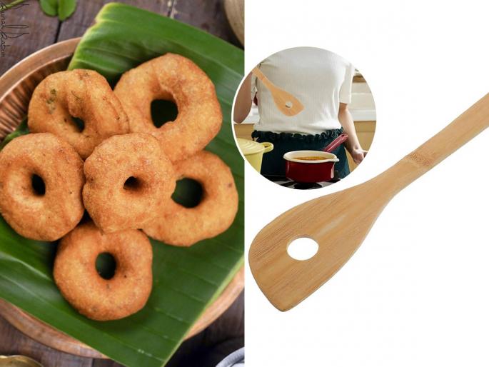 Pointed spoon with hole perfect shape medu vada maker spoon medu vada making tool | उडप्याकडे मिळतो तसा परफेक्ट गोल मेदू वडा होईल! आजच विकत आणा 'हा' चमचा - गोल, गरगरीत वडा झक्कास... Pointed spoon with hole perfect shape medu vada maker spoon medu vada making tool | उडप्याकडे मिळतो तसा परफेक्ट गोल मेदू वडा होईल! आजच विकत आणा 'हा' चमचा - गोल, गरगरीत वडा झक्कास...
