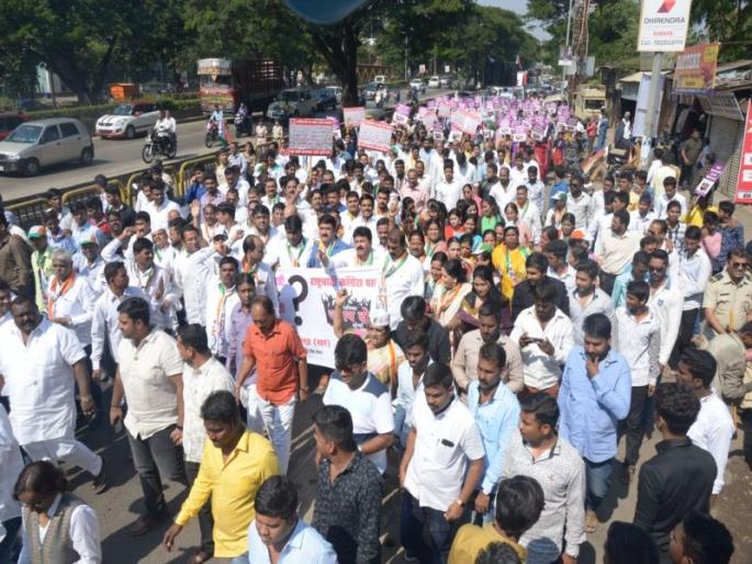 NCP's 'Jawab do morcha' at Pimpari Chinchwad | राष्ट्रवादी काँग्रेसनं पिंपरी चिंचवड मनपावर काढला 'जवाब दो मोर्चा', भाजपाविरोधात व्यक्त केला निषेध