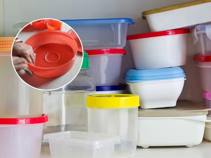 How to clean kitchen plastic containers remove oil stains from plastic kitchen cleaning hacks plastic container cleaning | दिवाळीपूर्वी किचनमधील प्लास्टिकचे डबे, कंटेनर करा स्वच्छ! ३ ट्रिक्स - चिकट, तेलकट थर निघेल सहज...
