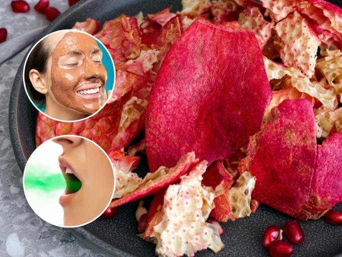 Benefits of pomegranate peel for skin Natural glow Anti-aging home remedies Clear skin with fruit peels | डाळिंबाची सालं ठेवतील तरुण! पिंपल्स, सुरकुत्या, डागांची समस्या होईल दूर- चेहऱ्यावर चकाकता ग्लो