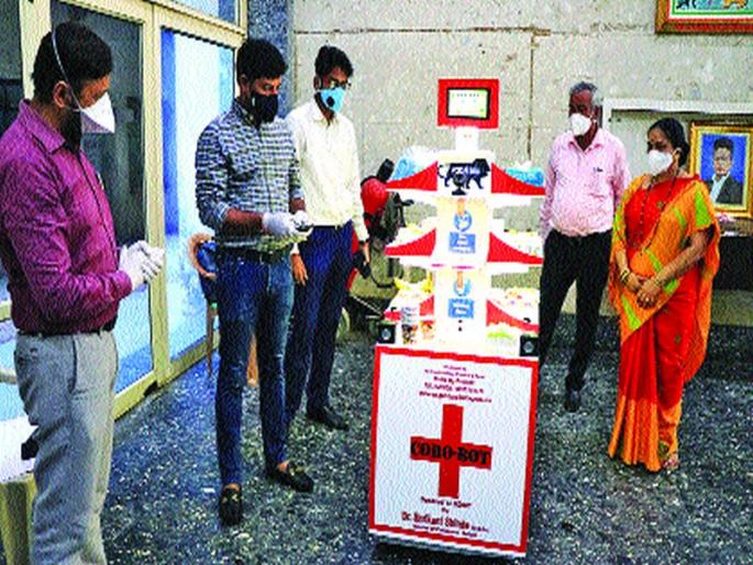 Kovid robot created by a young man from Dombivli; Delivered to KDMC Hospital | डोंबिवलीच्या तरुणाने तयार केला कोविड रोबोट; केडीएमसी रुग्णालयास केला सुपूर्द Kovid robot created by a young man from Dombivli; Delivered to KDMC Hospital | डोंबिवलीच्या तरुणाने तयार केला कोविड रोबोट; केडीएमसी रुग्णालयास केला सुपूर्द