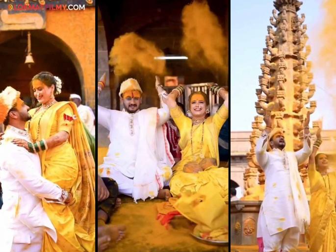 Yelkot Yelkot Jai Malhar! After marriage, Prajakta Gaikwad visited Khandoba in Jejuri with her husband. | येळकोट येळकोट जय मल्हार! लग्नानंतर प्राजक्ता गायकवाडने पतीसह घेतलं जेजुरीच्या खंडोबाचं दर्शन Yelkot Yelkot Jai Malhar! After marriage, Prajakta Gaikwad visited Khandoba in Jejuri with her husband. | येळकोट येळकोट जय मल्हार! लग्नानंतर प्राजक्ता गायकवाडने पतीसह घेतलं जेजुरीच्या खंडोबाचं दर्शन