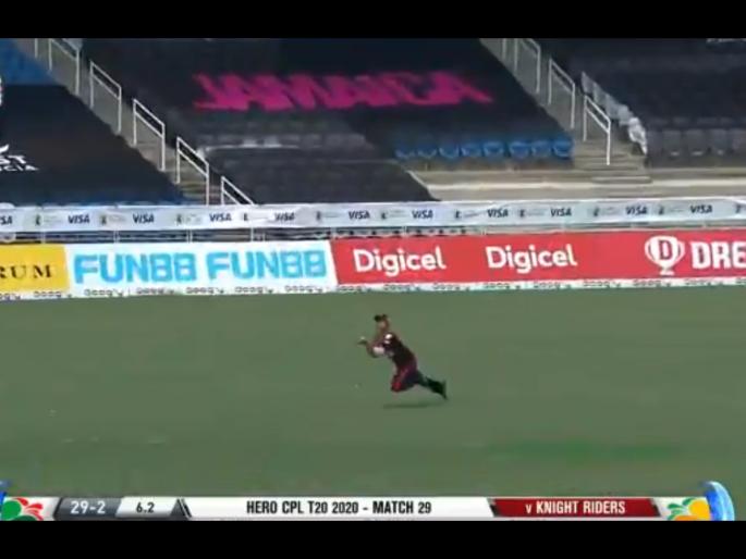 CPL 2020 : 48-year-old Pravin Tambe continues to impress, takes a mind-boggling diving catch | CPL 2020 : 48 वर्षीय प्रविण तांबेचा सुपर कॅच; किरॉन पोलार्डच्या कॅप्टनसीला नाही जवाब