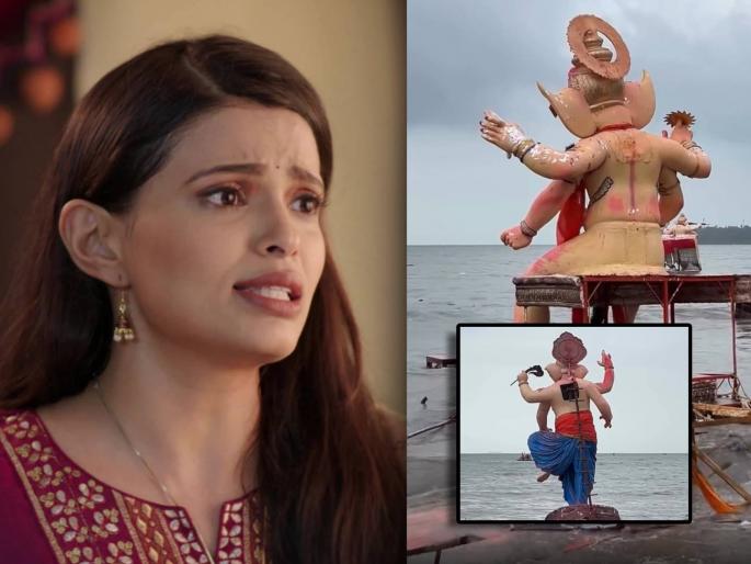tharal tar mag fame actress priyanka tendolkar shared video of after ganpati visarjan situation on chaupaty | "...तर मोठ्या मूर्ती आणू नका", गणपती विसर्जनानंतर समुद्रकिनाऱ्यावर विदारक दृश्य, 'ठरलं तर मग' फेम अभिनेत्रीने शेअर केला व्हिडीओ