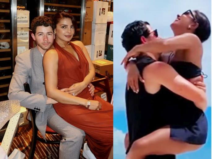 priyanka chopra and nick jonas lip lock VIDEO romantic look seen on the beach | पती निक जोनाससोबत प्रियांका चोप्राचं लिप-लॉक, समुद्रकिनाऱ्यावरच रोमँटिक झालं कपल; बघा लेटेस्ट VIDEO