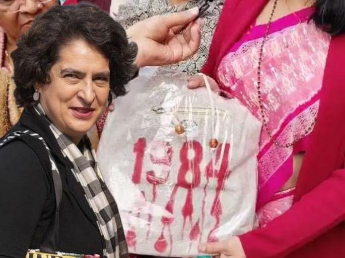 Priyanka Gandhi gets angry at BJP MP Aparajita Sarangi who gave her a bag with '1984' written on it, says... | ‘१९८४’ लिहिलेली बॅग देणाऱ्या भाजपा खासदारावर प्रियंका गांधी संतापल्या, म्हणाल्या...  