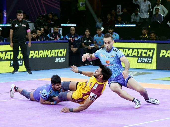 tight fight until the last minute Finally Telugu Titans beat Bengal Warriors by just 2 pointsin pro kabaddi league | Pro Kabaddi League 2024: शेवटच्या मिनिटापर्यंत रंगतदार लढत! अखेर तेलुगु टायटन्सची बंगाल वॉरियर्सवर केवळ २ गुणांनी मात tight fight until the last minute Finally Telugu Titans beat Bengal Warriors by just 2 pointsin pro kabaddi league | Pro Kabaddi League 2024: शेवटच्या मिनिटापर्यंत रंगतदार लढत! अखेर तेलुगु टायटन्सची बंगाल वॉरियर्सवर केवळ २ गुणांनी मात