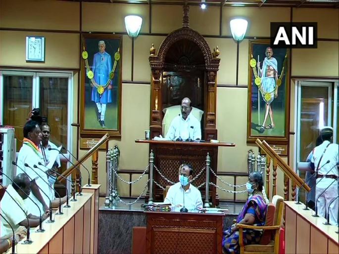 Puducherry floor test live updates Narayanasamy government fails to prove majority | Puducherry Floor Test: काँग्रेसला मोठा झटका, बहुमत सिद्ध करता न आल्यानं पुडुचेरीत सरकार कोसळलं Puducherry floor test live updates Narayanasamy government fails to prove majority | Puducherry Floor Test: काँग्रेसला मोठा झटका, बहुमत सिद्ध करता न आल्यानं पुडुचेरीत सरकार कोसळलं