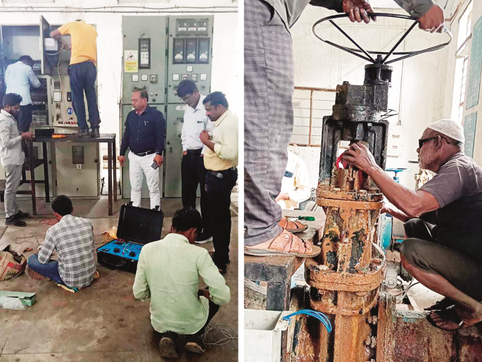 Six and a half hours repair work at Jayakwadi pump house; City thirsty due to 'shutdown'! | जायकवाडी पंपगृहात साडेसहा तास दुरुस्तीची कामे; ‘शटडाऊन’मुळे शहर तहानलेले! Six and a half hours repair work at Jayakwadi pump house; City thirsty due to 'shutdown'! | जायकवाडी पंपगृहात साडेसहा तास दुरुस्तीची कामे; ‘शटडाऊन’मुळे शहर तहानलेले!