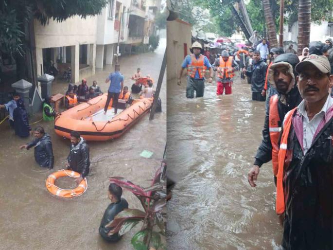 Heavy rains in Pune Collectors orders to give holidays to offices boats also entered for rescue operation  | पुण्यात पावसाचा हाहा:कार: कार्यालयांना सुटी देण्याचे जिल्हाधिकाऱ्यांचे आदेश, बोटीही बचाव कार्यात दाखल  Heavy rains in Pune Collectors orders to give holidays to offices boats also entered for rescue operation  | पुण्यात पावसाचा हाहा:कार: कार्यालयांना सुटी देण्याचे जिल्हाधिकाऱ्यांचे आदेश, बोटीही बचाव कार्यात दाखल