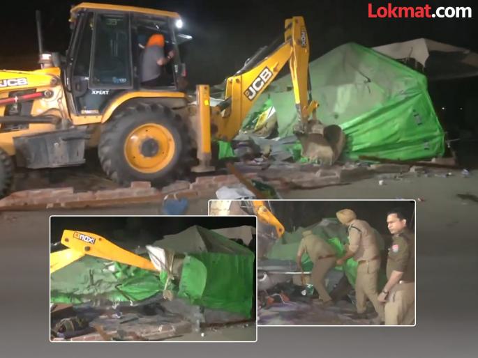 Bulldozer action on Shambhu Khanauri border tents demolished farmers driven away | पंजाबमध्ये शेतकऱ्यांचे आंदोलन संपवलं; ७०० शेतकरी ताब्यात, बुलडोझरने तंबू केले उद्ध्वस्त