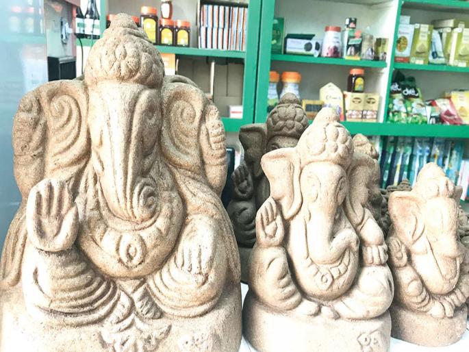 Ganesh idol from cow cow dung; | गाईच्या शेणापासून साकारल्या गणेशमूर्ती; पर्यावरण रक्षणासाठी प्रयत्न