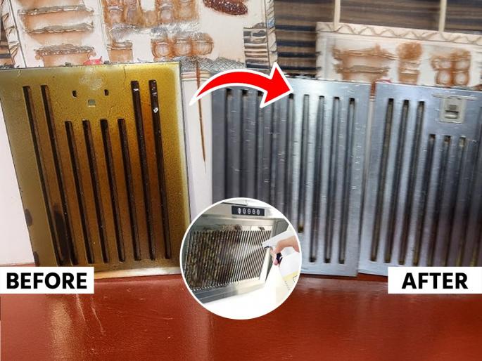 how to clean black and greasy kitchen chimney at home best home remedy to clean chimney without scrubbing easy way to remove oil and grease from gas | गॅसची चिमणी काळीकुट्ट- तेलकट झाली? पांढरी पावडर करेल जादू- खसाखसा न घासता मिनिटांत होई साफ